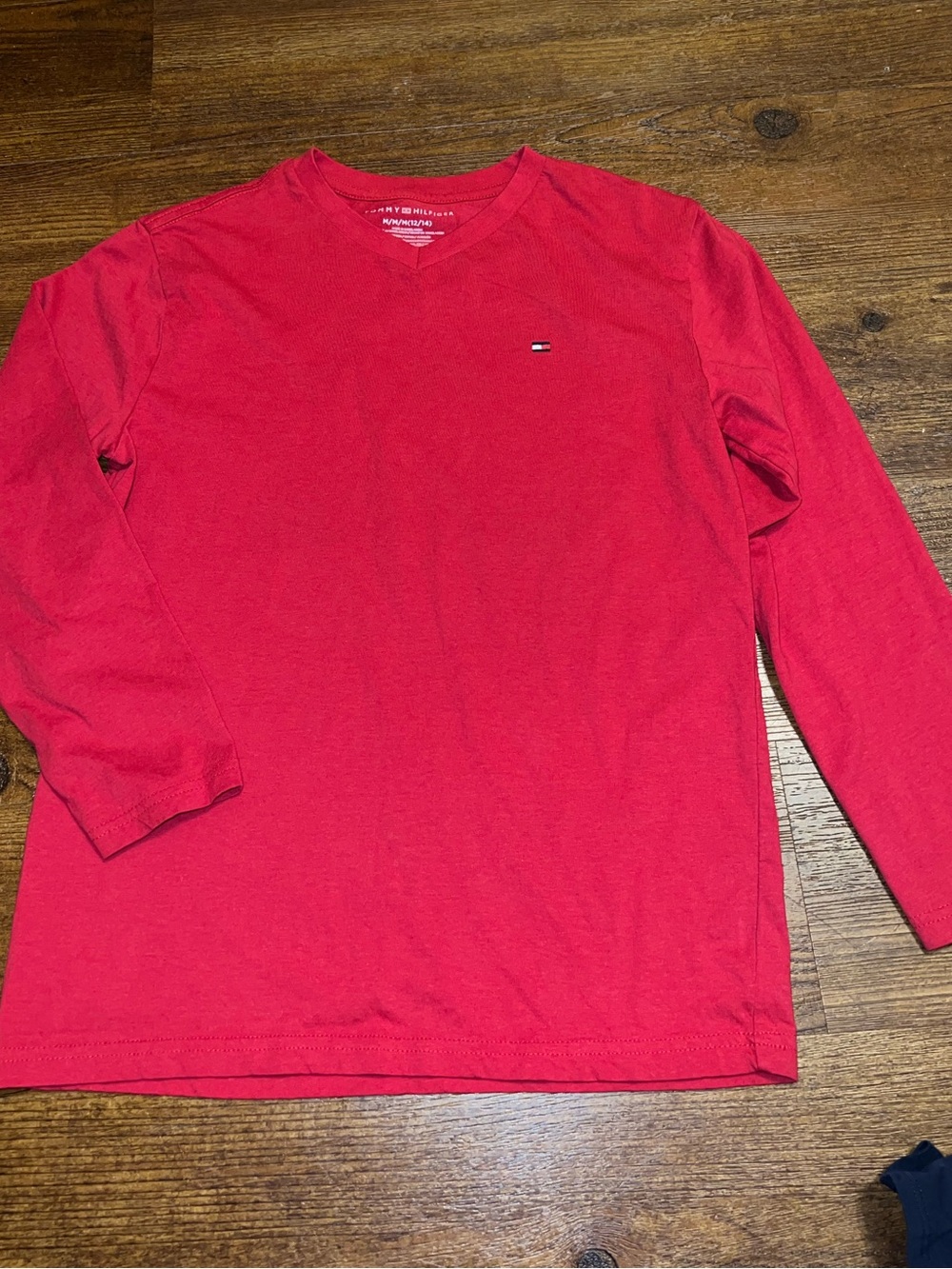 Tommy Hilfiger Red Long Sleeve Tee & Navy Ruffle Sleeve Top Bundle Kids Size M - Picture 6 of 7